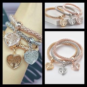 🎉HP🎉 Set of 3 Tree of Life Gold / Rose Gold / Silver Color Fashion Bracelets